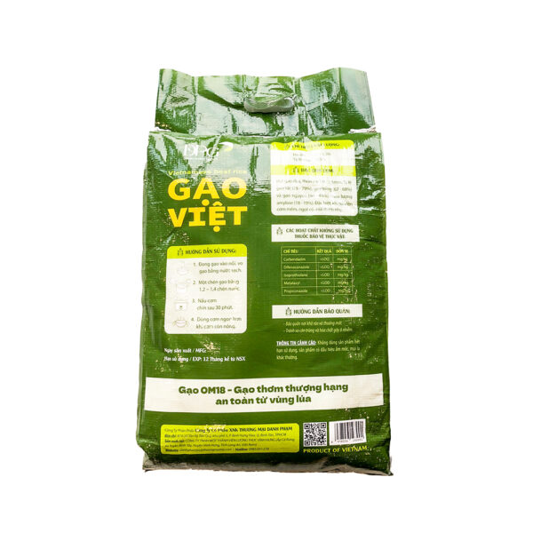 Gạo Việt Hữu Cơ - Gạo Trắng OM18 - 10kg