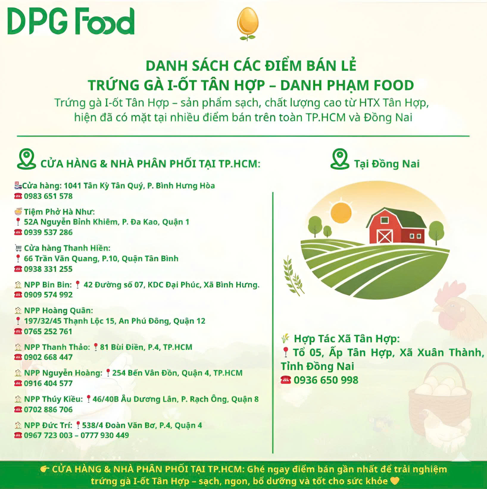 Danh Sách Các Điểm Bán Lẻ Trứng Gà I-Ốt Tân Hợp – Danh Phạm Food